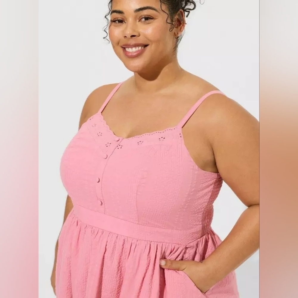 Torrid Pink Eyelet Lace Button Sundress Size 2 NWOT image 3